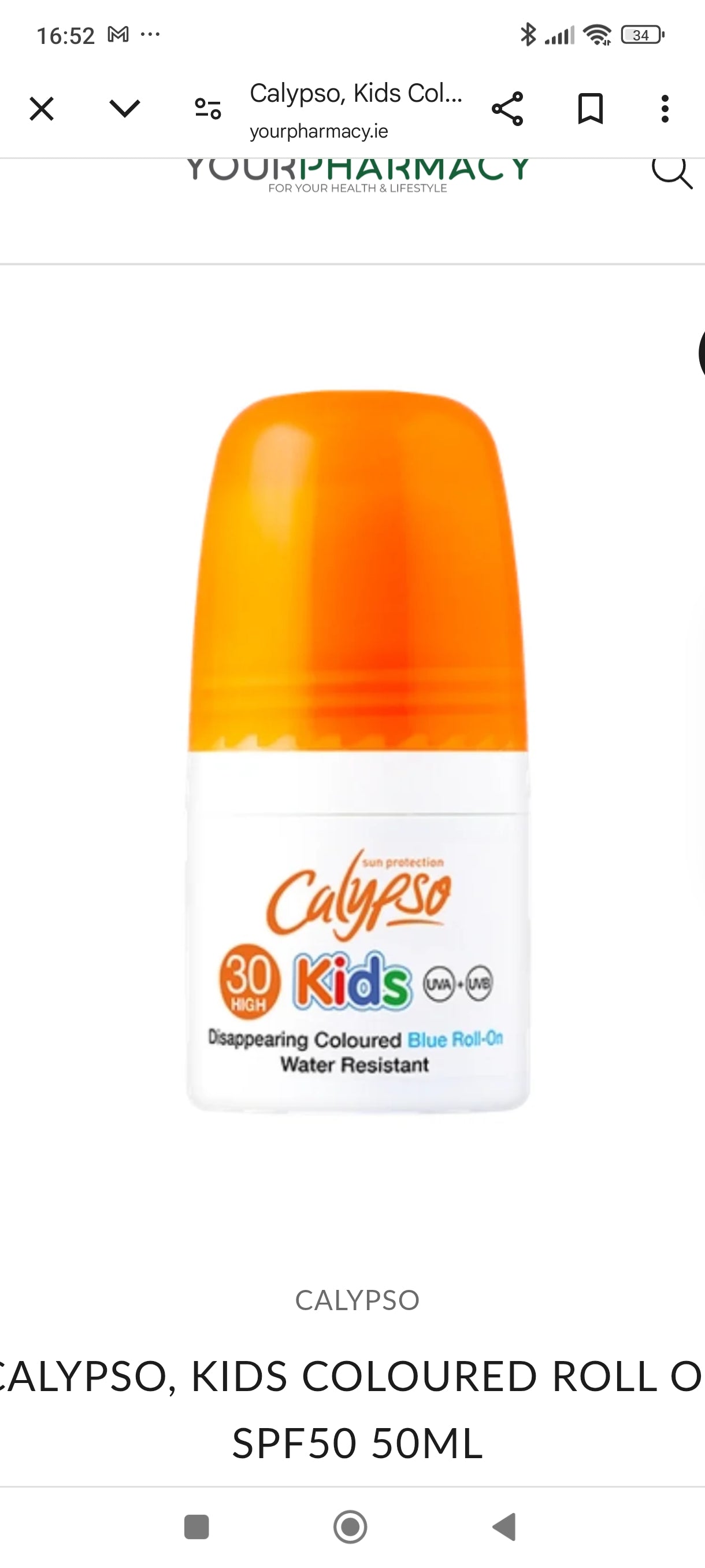 Calypso SPF 30 roll on