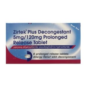 Zirtek Plus - Decongestant 5mg/120mg Prolonged Release Tablet (6 tabs)